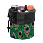 Peacock Tail Pattern Print Drawstring Makeup Bag