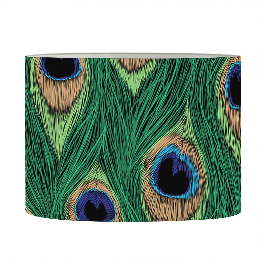 Peacock Tail Pattern Print Drum Lamp Shade