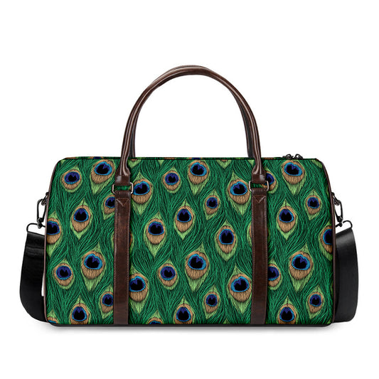 Peacock Tail Pattern Print Duffle Bag