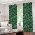 Peacock Tail Pattern Print Extra Wide Grommet Curtains