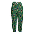 Peacock Tail Pattern Print Fleece Lined Knit Pants