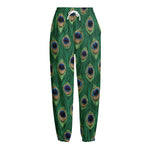 Peacock Tail Pattern Print Fleece Lined Knit Pants