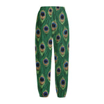 Peacock Tail Pattern Print Fleece Lined Knit Pants