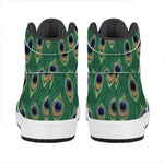 Peacock Tail Pattern Print High Top Leather Sneakers
