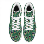 Peacock Tail Pattern Print High Top Leather Sneakers