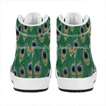 Peacock Tail Pattern Print High Top Leather Sneakers