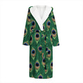 Peacock Tail Pattern Print Hooded Bathrobe