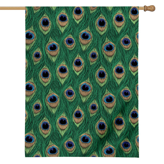 Peacock Tail Pattern Print House Flag
