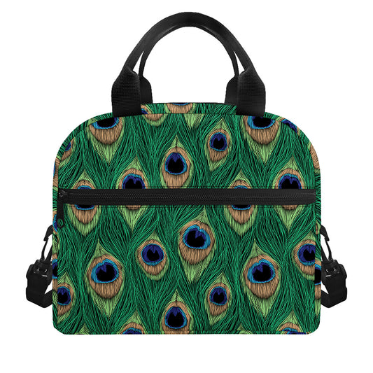 Peacock Tail Pattern Print Insulated Lunch Bag