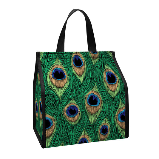 Peacock Tail Pattern Print Insulated Lunch Tote