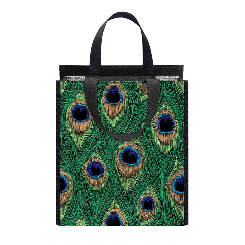 Peacock Tail Pattern Print Insulated Lunch Tote