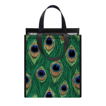 Peacock Tail Pattern Print Insulated Lunch Tote