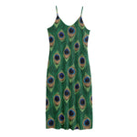 Peacock Tail Pattern Print Jersey Midi Cami Dress