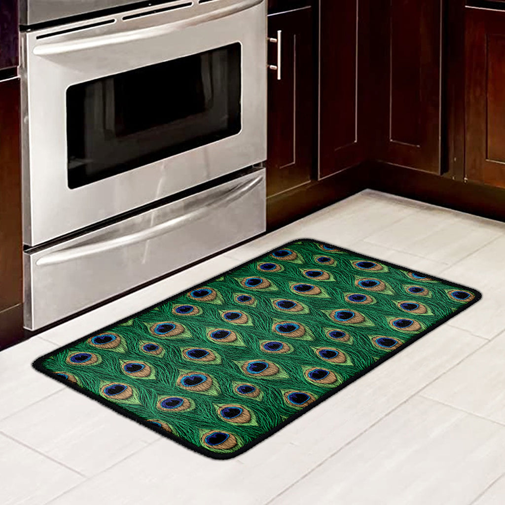 Peacock Tail Pattern Print Kitchen Mat
