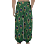 Peacock Tail Pattern Print Lantern Pants