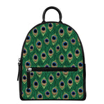Peacock Tail Pattern Print Leather Backpack