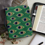 Peacock Tail Pattern Print Leather Bible Cover