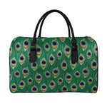 Peacock Tail Pattern Print Leather Duffle Bag