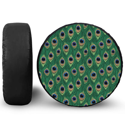 Peacock Tail Pattern Print Leather Spare Tire Cover