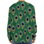 Peacock Tail Pattern Print Long Sleeve Baseball Jersey