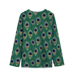 Peacock Tail Pattern Print Long Sleeve Short Coat