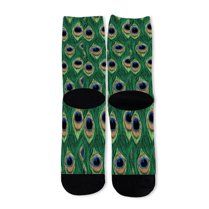 Peacock Tail Pattern Print Long Socks