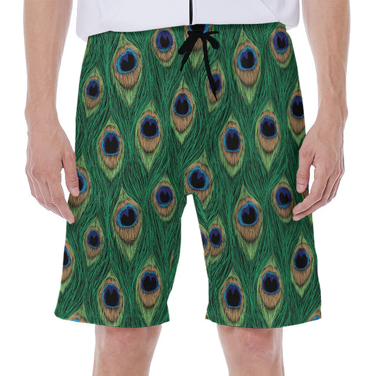 Peacock Tail Pattern Print Men's Beach Shorts