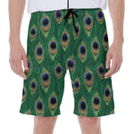 Peacock Tail Pattern Print Men's Beach Shorts