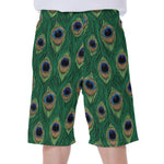 Peacock Tail Pattern Print Men's Beach Shorts
