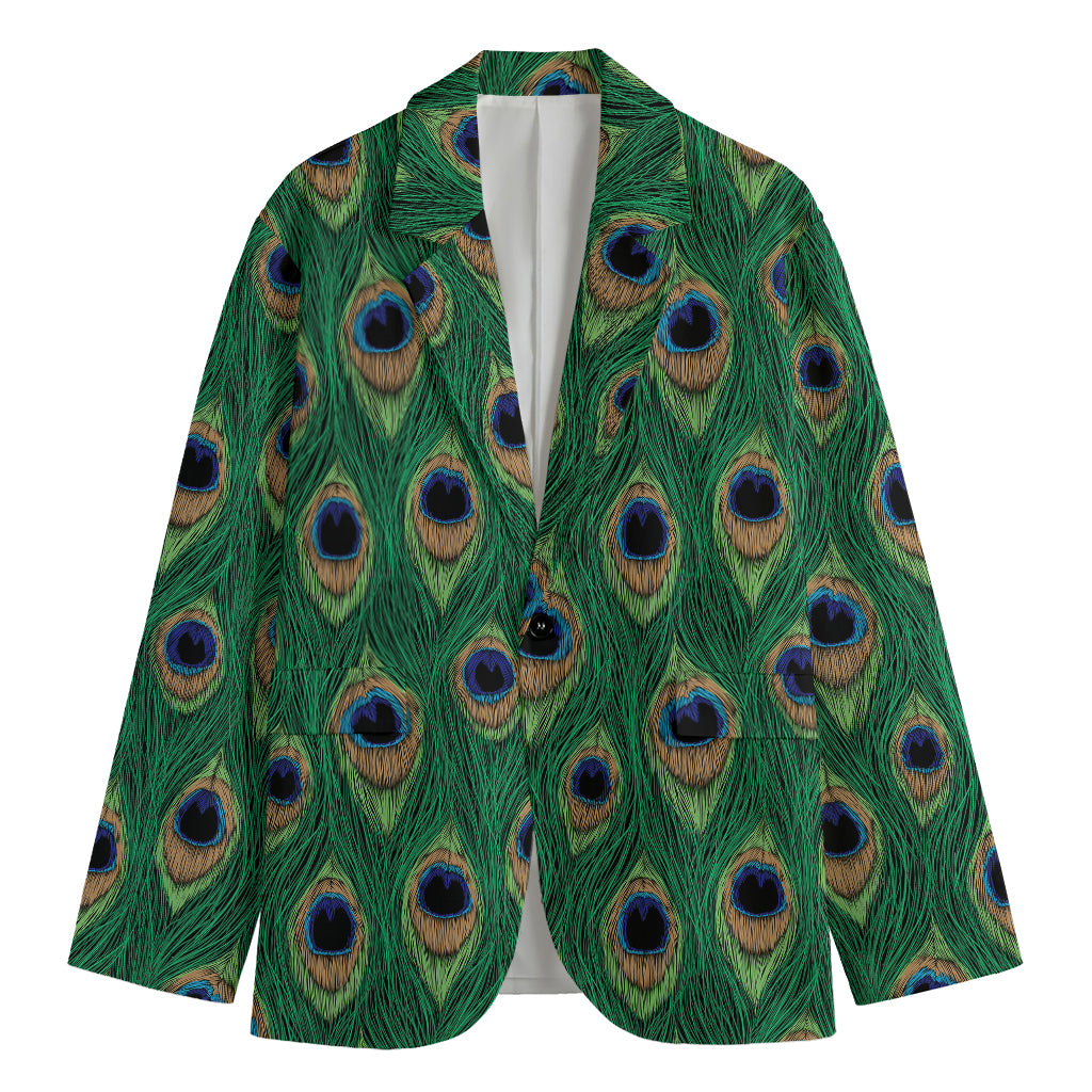 Peacock Tail Pattern Print Men's Blazer