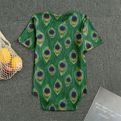 Peacock Tail Pattern Print Men's Bodysuit