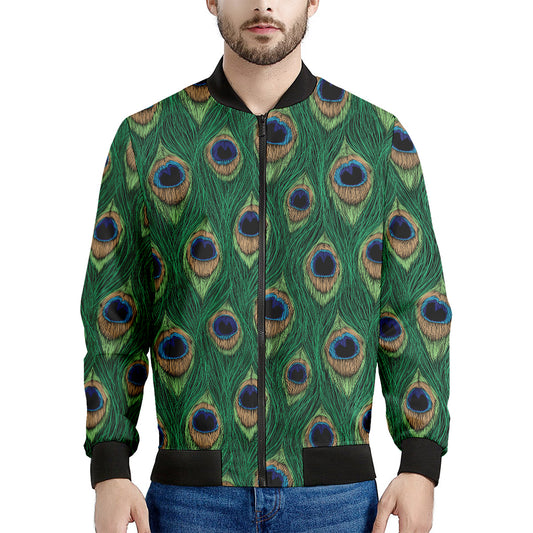 Peacock Tail Pattern Print Men's Bomber Jacket