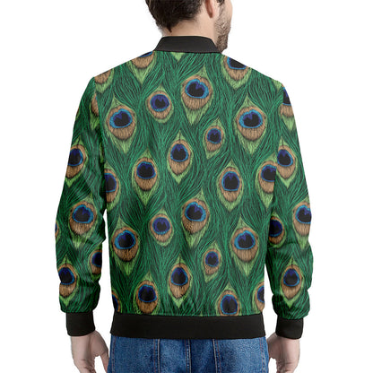 Peacock Tail Pattern Print Men's Bomber Jacket