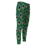 Peacock Tail Pattern Print Men's Compression Pants