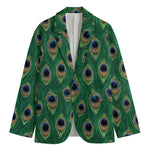 Peacock Tail Pattern Print Men's Cotton Blazer