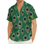 Peacock Tail Pattern Print Men's Deep V-Neck Shirt