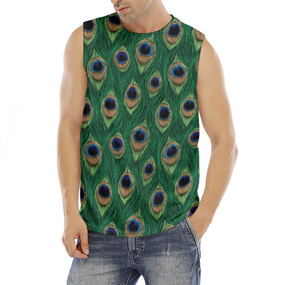 Peacock Tail Pattern Print Men's Fitness Tank Top