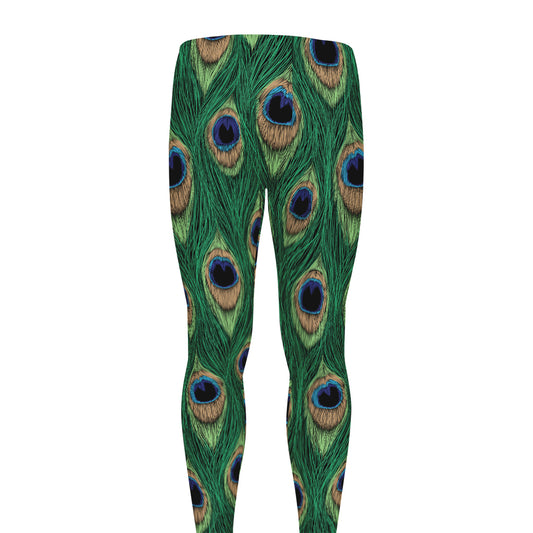 Peacock Tail Pattern Print Men's leggings