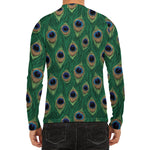 Peacock Tail Pattern Print Men's Long Sleeve Rash Guard