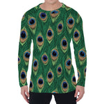 Peacock Tail Pattern Print Men's Long Sleeve T-Shirt