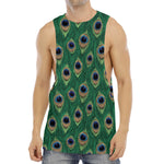 Peacock Tail Pattern Print Men's Muscle Tank Top