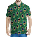 Peacock Tail Pattern Print Men's Polo Shirt