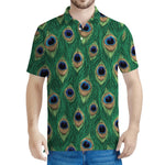Peacock Tail Pattern Print Men's Polo Shirt