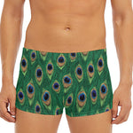 Peacock Tail Pattern Print Men's Short Boxer Briefs