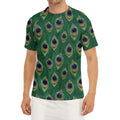 Peacock Tail Pattern Print Men's Short Sleeve Rash Guard