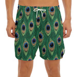 Peacock Tail Pattern Print Men's Split Running Shorts