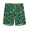 Peacock Tail Pattern Print Men's Athletic Shorts