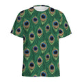 Peacock Tail Pattern Print Men's Athletic T-Shirt