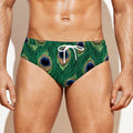 Peacock Tail Pattern Print Men's Swim Briefs