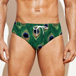 Peacock Tail Pattern Print Men's Swim Briefs